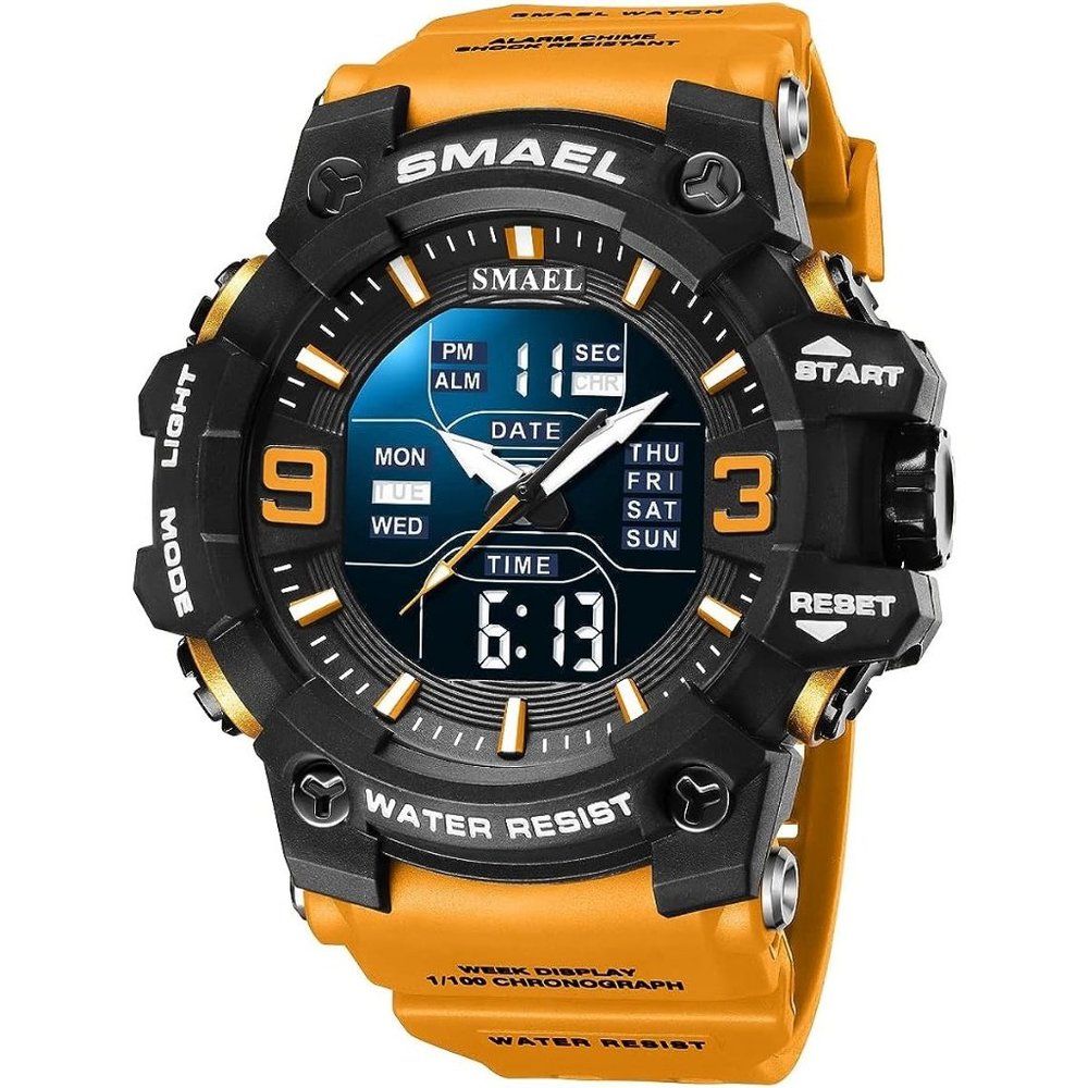 KXAITO Men Electronic Digital Large Dual Display Waterproof Tactical Army Watch